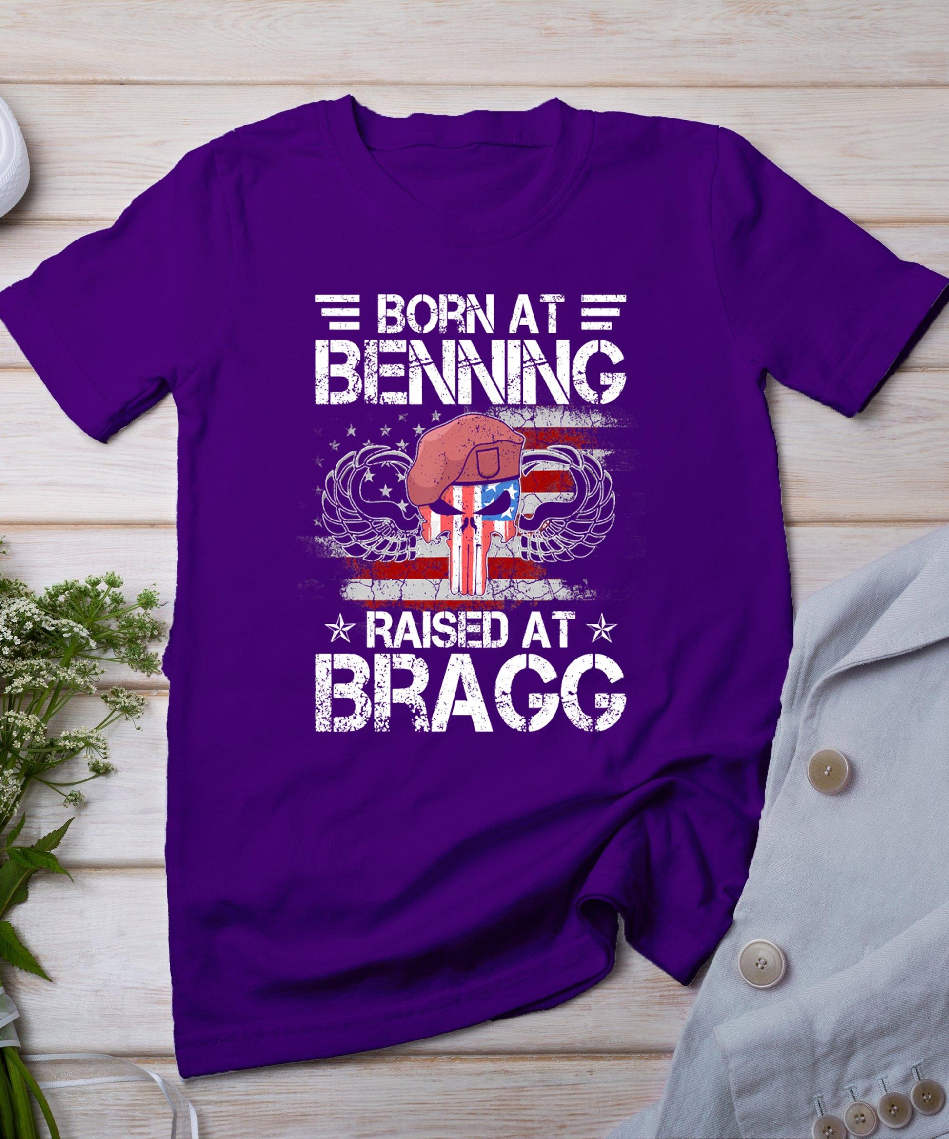 Born At Ft Benning Raised Fort Bragg Airborne Veterans Day T-Shirt