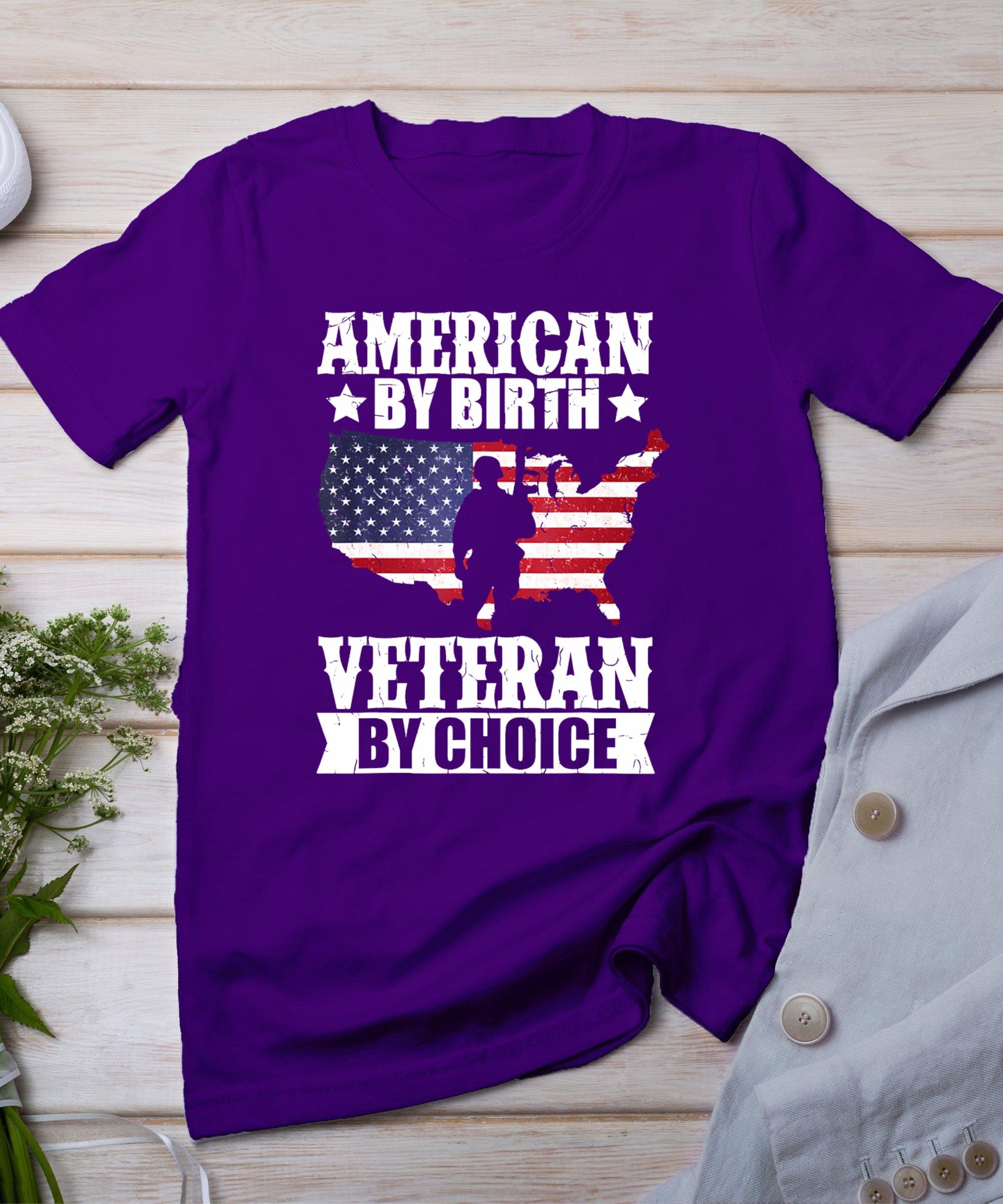 American By Birth Veteran By Choice Us Flag Veterans Day T-Shirt