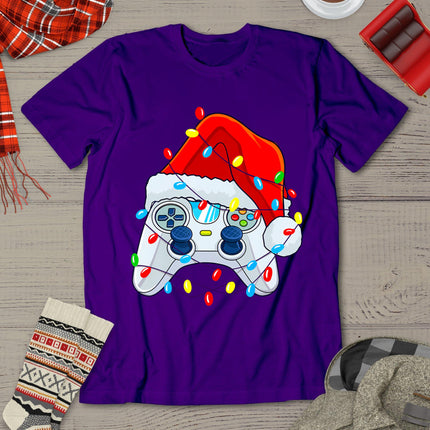 Video Game Controller Christmas Santa Hat Gamer Boys T-Shirt