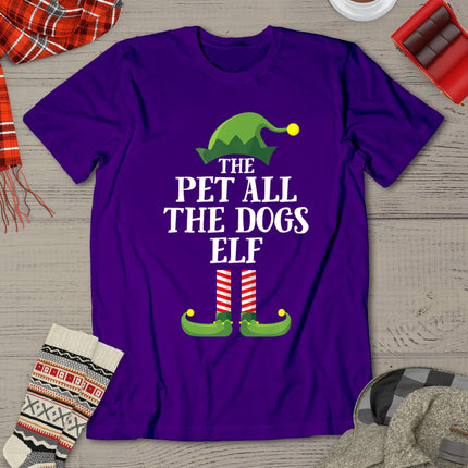 Pet All The Dogs Elf Matching Family Group Christmas Pajama T-Shirt