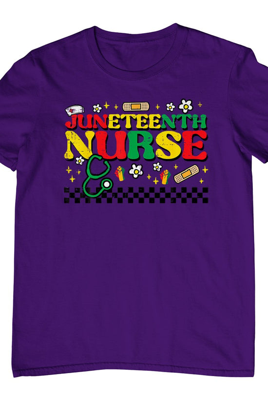 Juneteenth Nurse Groovy Retro African Scrub Top Black Women T-Shirt