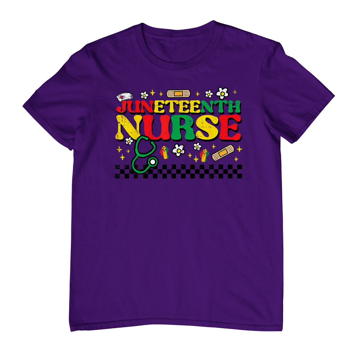 Juneteenth Nurse Groovy Retro African Scrub Top Black Women T-Shirt