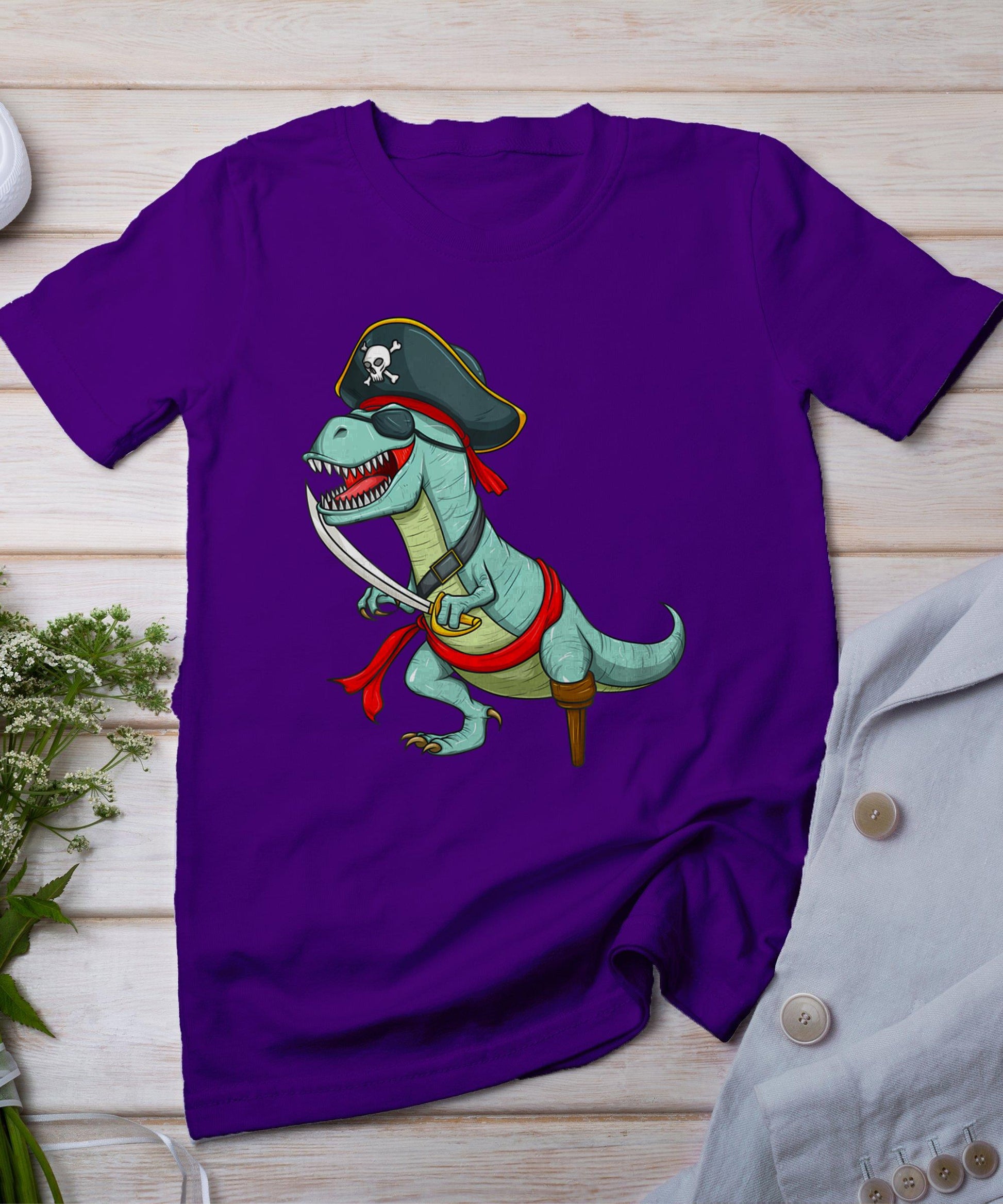 Pirate Dinosaur T Rex Funny Tyrannosaurus Halloween T-Shirt