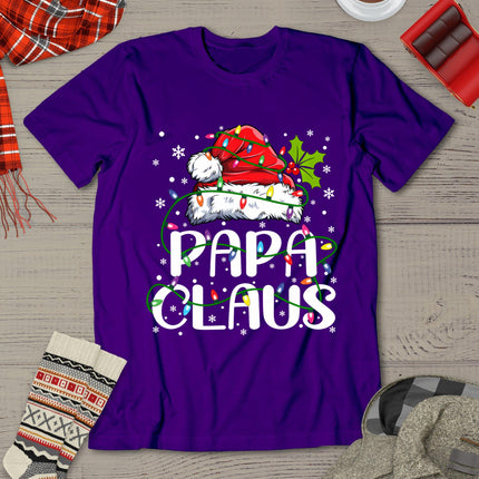 Papa Claus Shirt Christmas Lights Pajama Family Matching T-Shirt