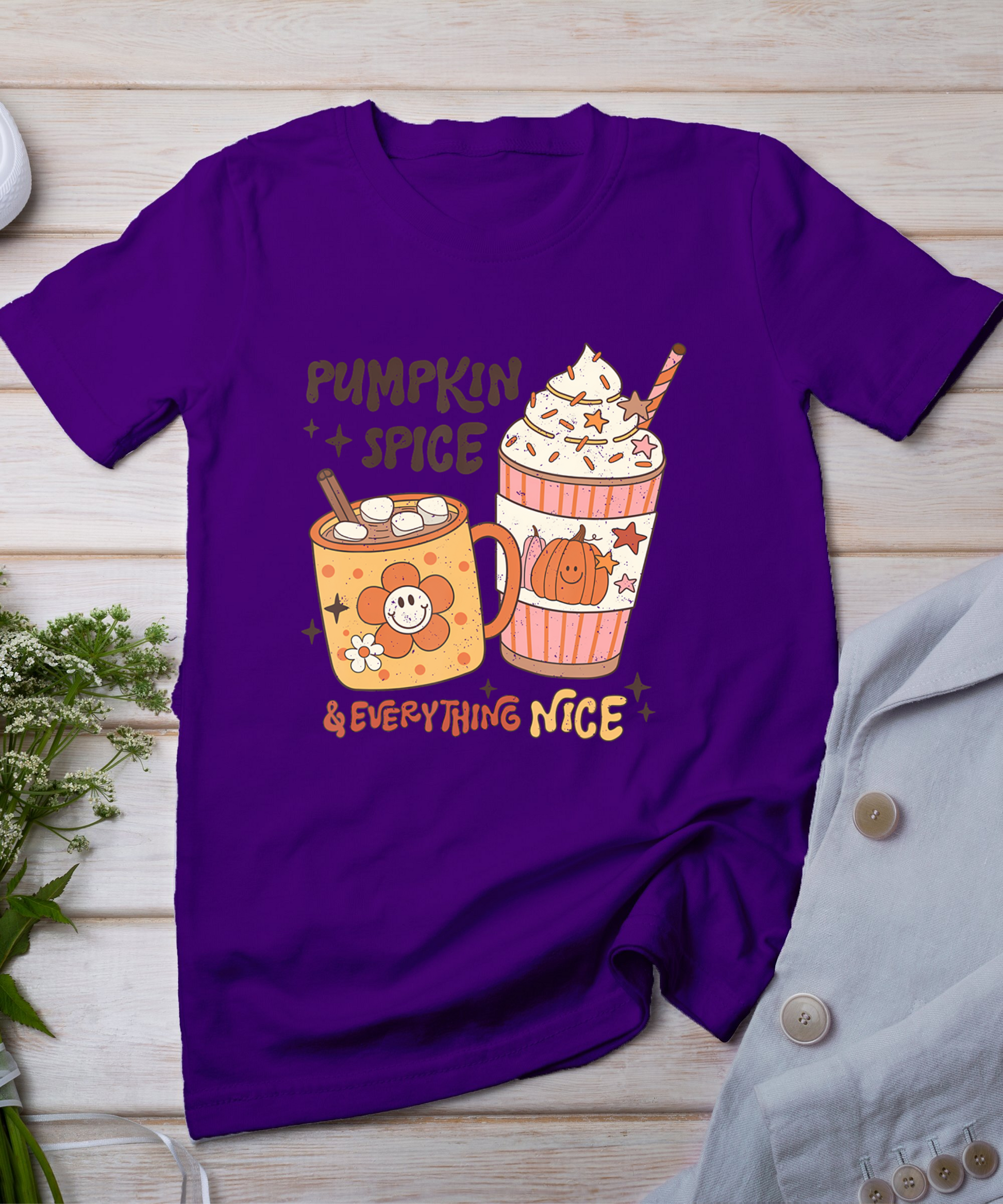 Fall Coffee Pumpkin Spice Latte Iced Warm Cozy Autumn Orange T-Shirt