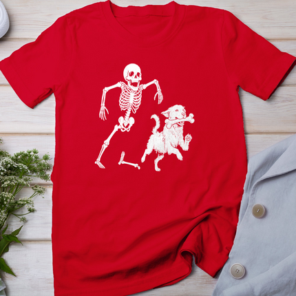 Cute Golden Retriever with Skeleton Bone Halloween Dog Lover T-Shirt