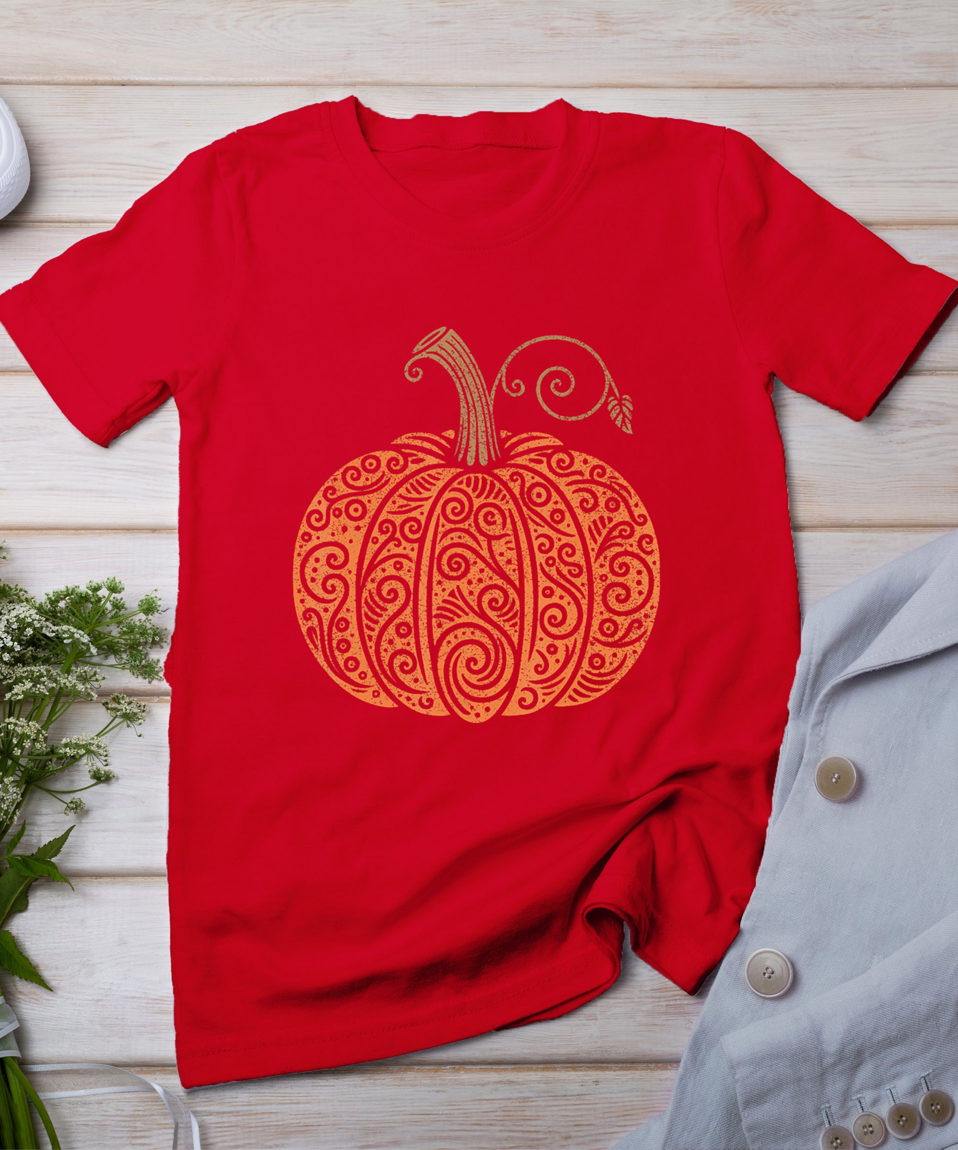 Vintage Pumpkin Women'S Autumn Fall Thanksgiving Halloween T-Shirt