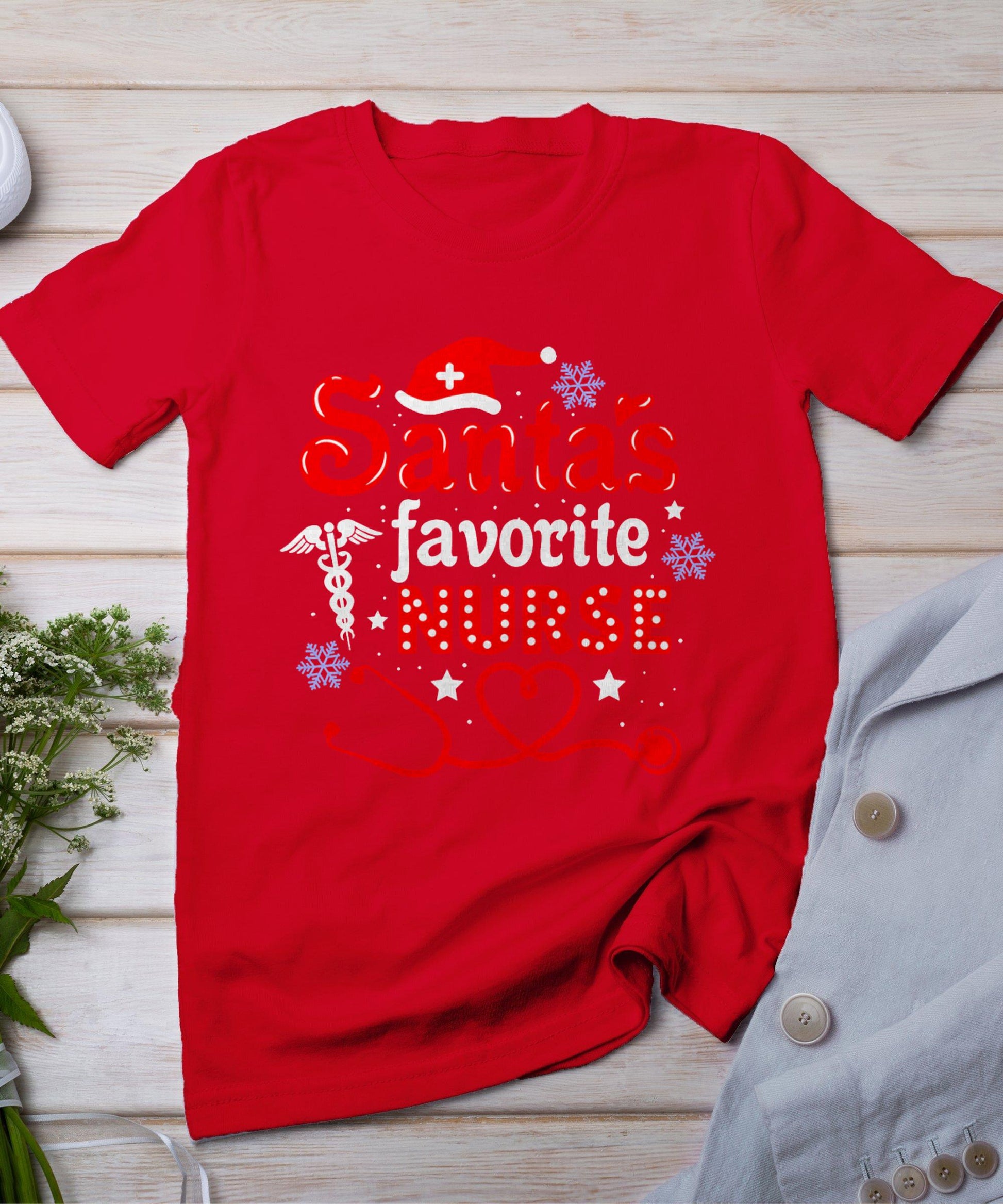 Santa's Favorite Nurse Christmas T-Shirt