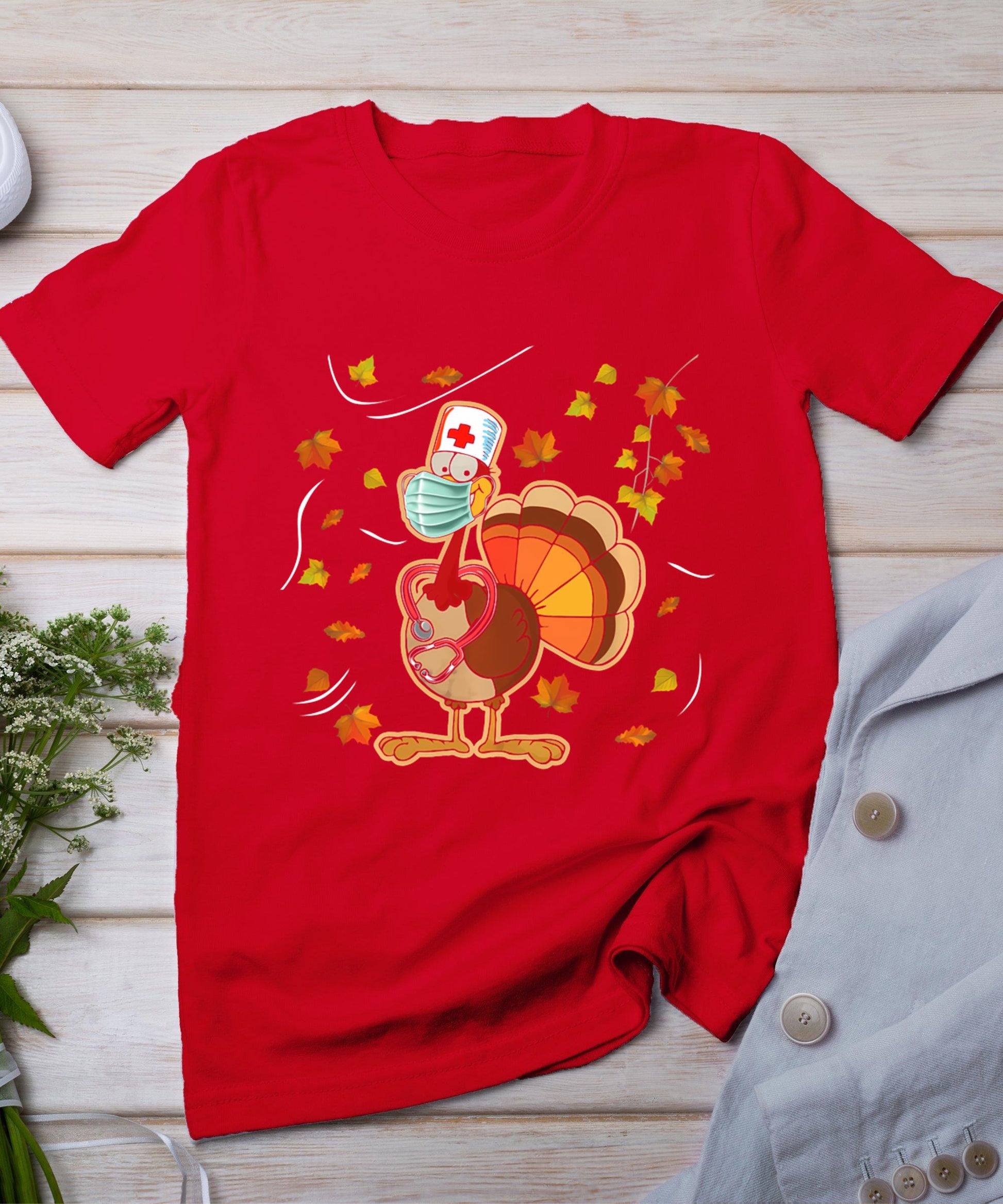 Thanksgiving Scrub Tops Women Turkey Nurse Holiday Nursing T-Shirt