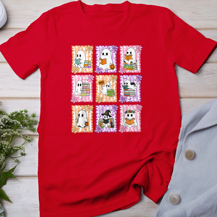 Cute Ghost Reading Book Halloween Spooky Book Lover T-Shirt