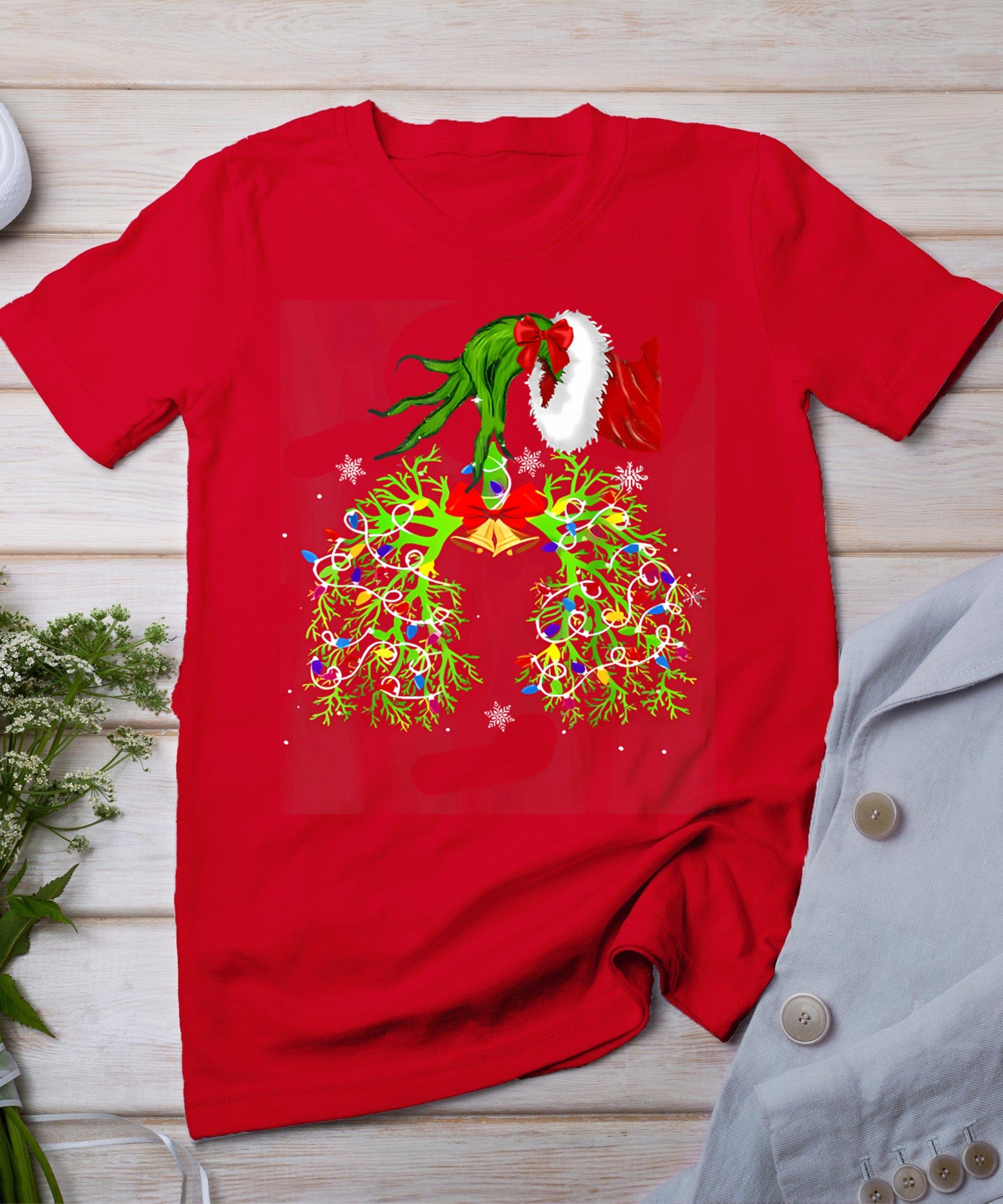 Funny Christmas Nurse Respiratory Therapist Lung Nursing T-Shirt