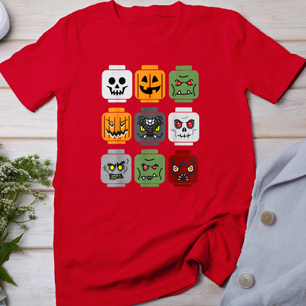 Halloween Building Brick Head Pumpkin Ghost Zombie Friends T-Shirt