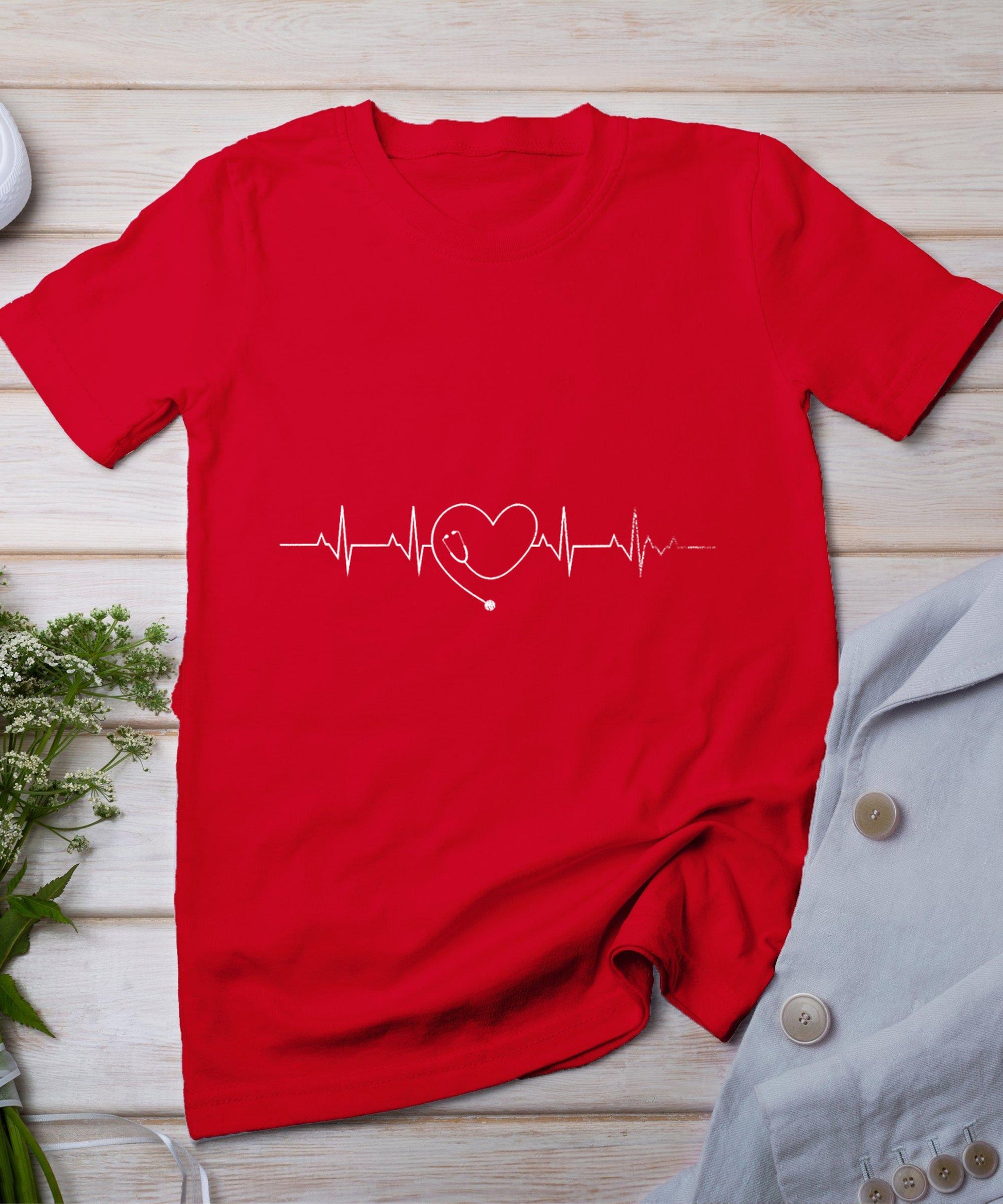 Medical Nursing Heart Stethoscope Heartbeat Medical Nurse T-Shirt