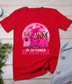 Ghost And Witch Boston Terrier Dog In October We Wear Pink T-Shirt