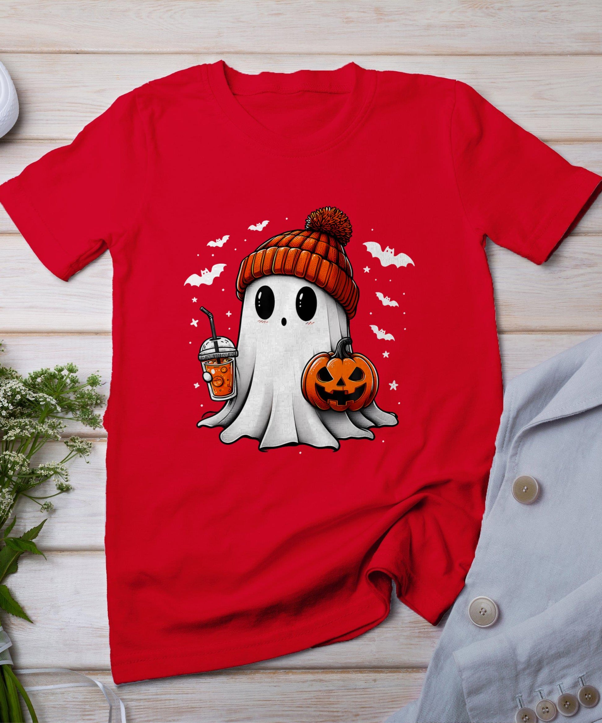 Cute Halloween Ghost Drink Pumpkin T-Shirt