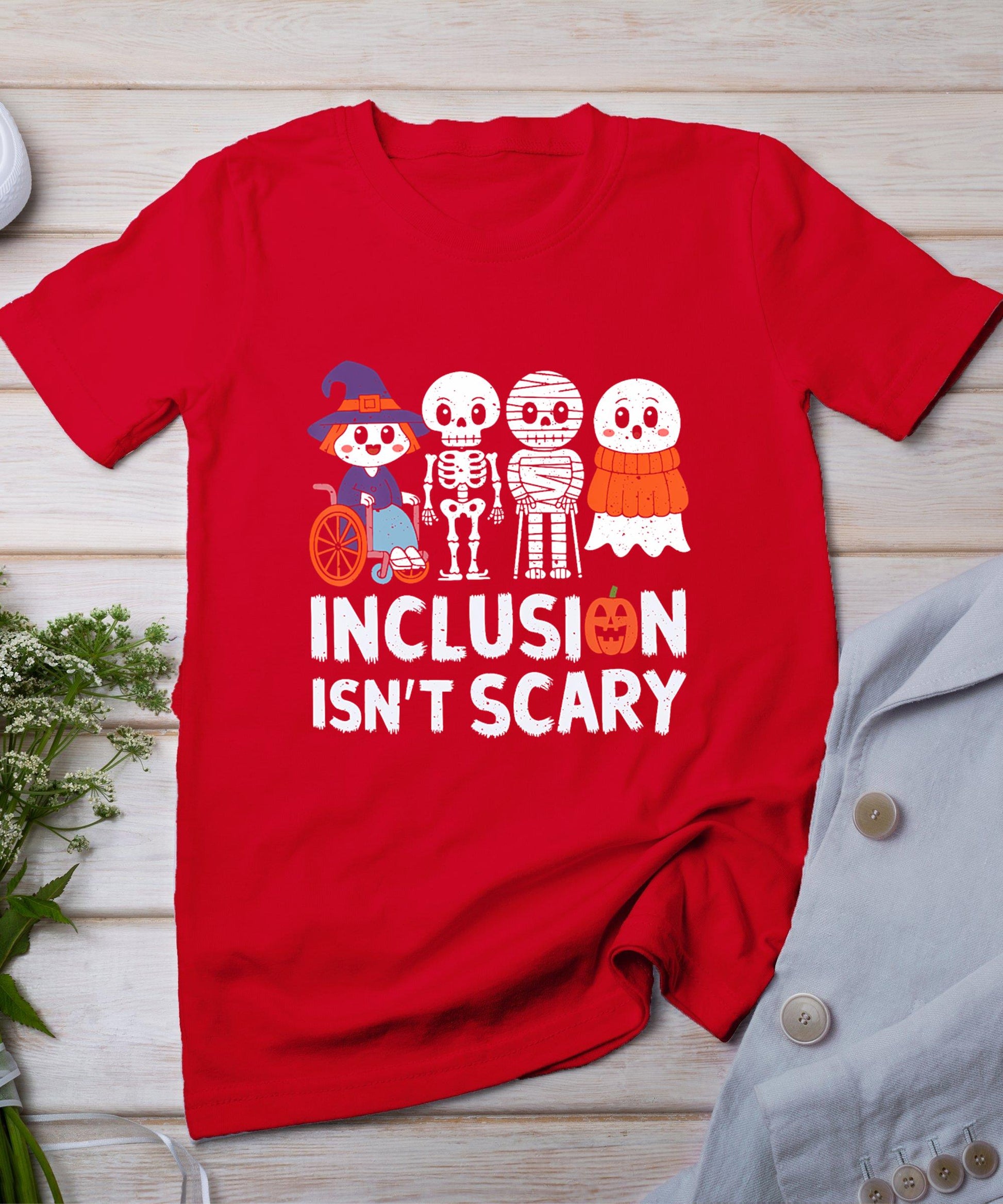 Inclusion Isn't Scary Slp Halloween Sped Teacher Ghost Mummy T-Shirt