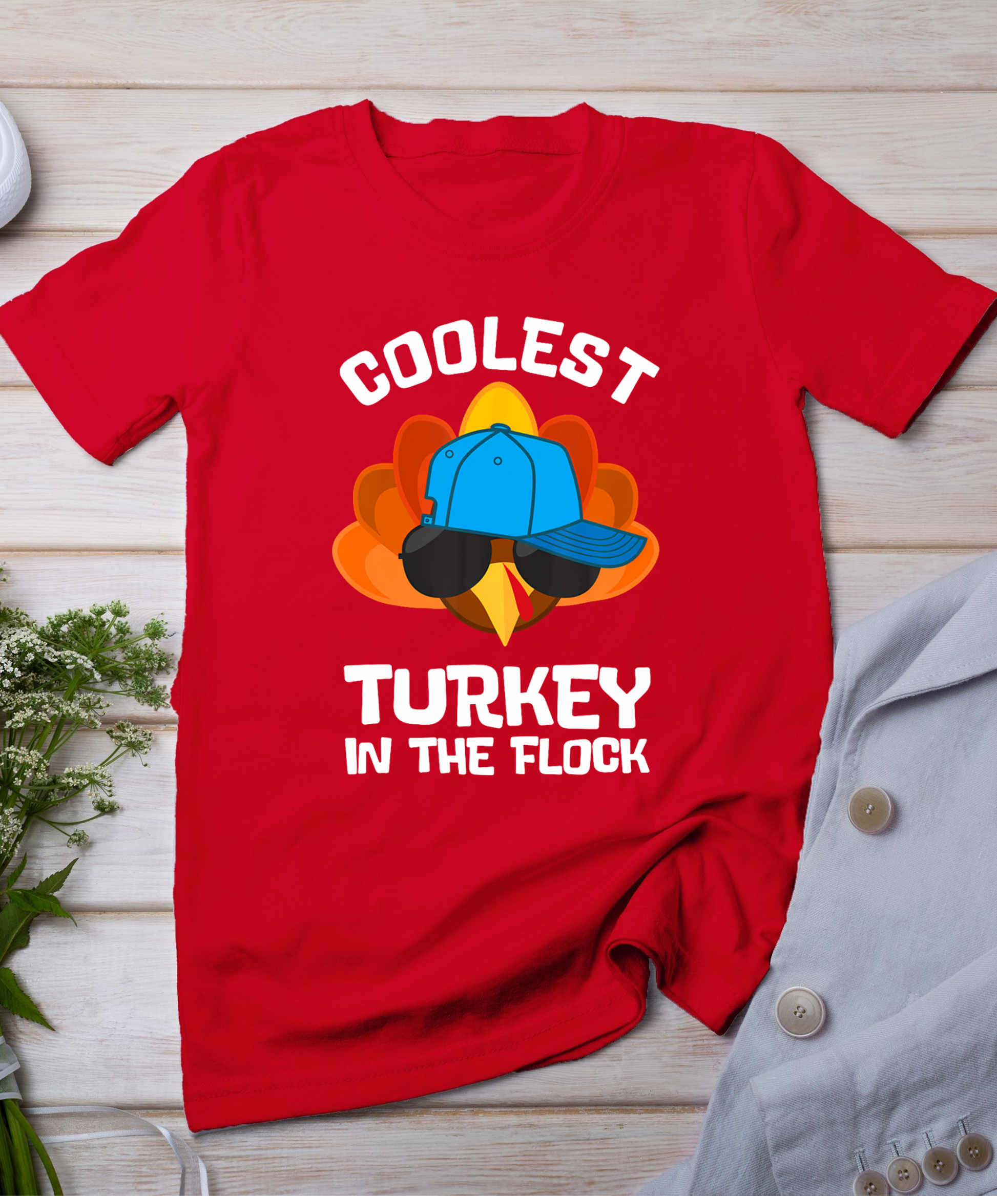 Coolest Turkey - Thanksgiving Toddler Kids Girls Boys Turkey T-Shirt