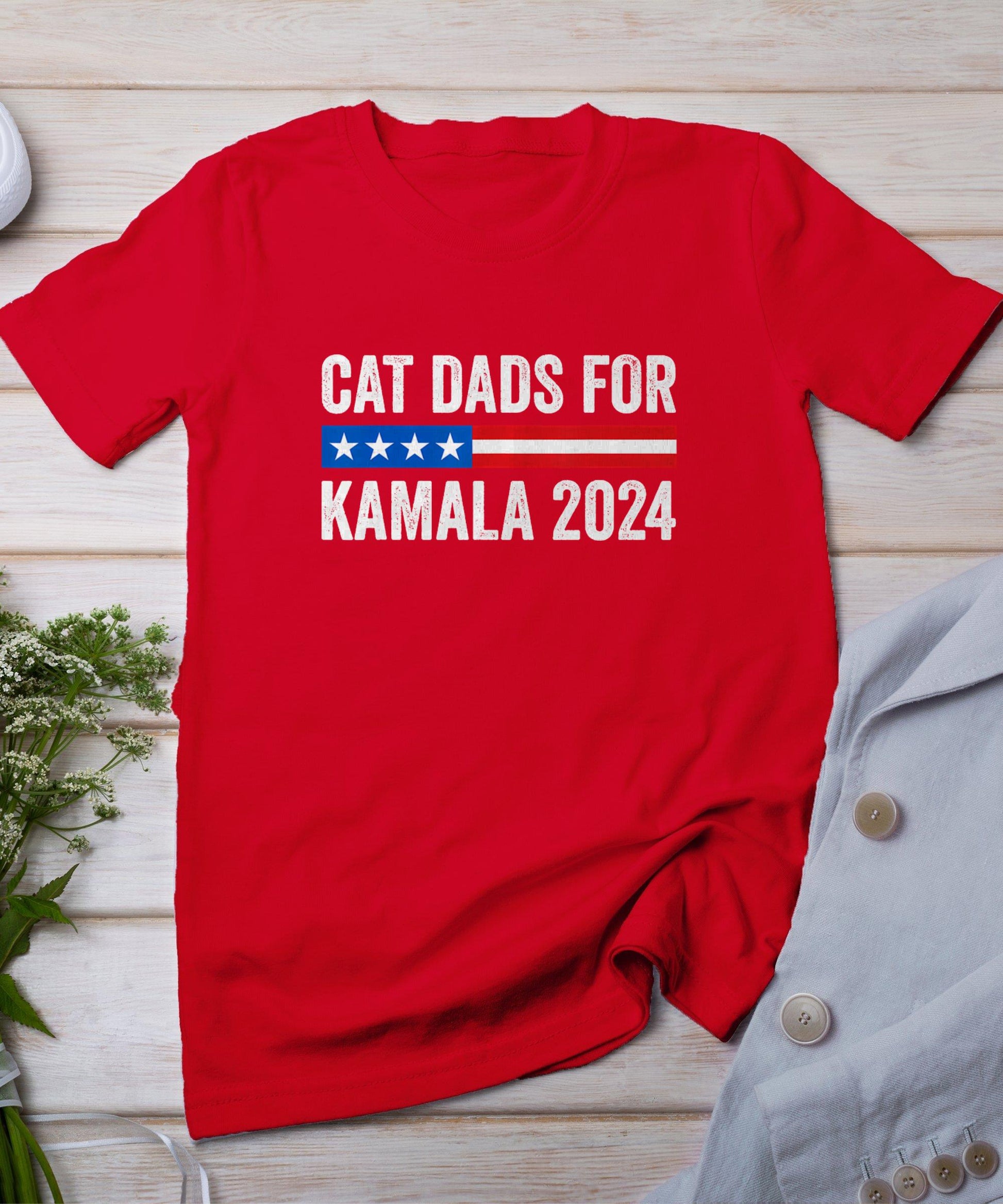 Cat Dads For Kamala Funny Cat Owner 2024 President Kamala T-Shirt