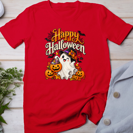 Happy Halloween Cute Ghost Pumpkin Spooky Men Women Kids T-Shirt