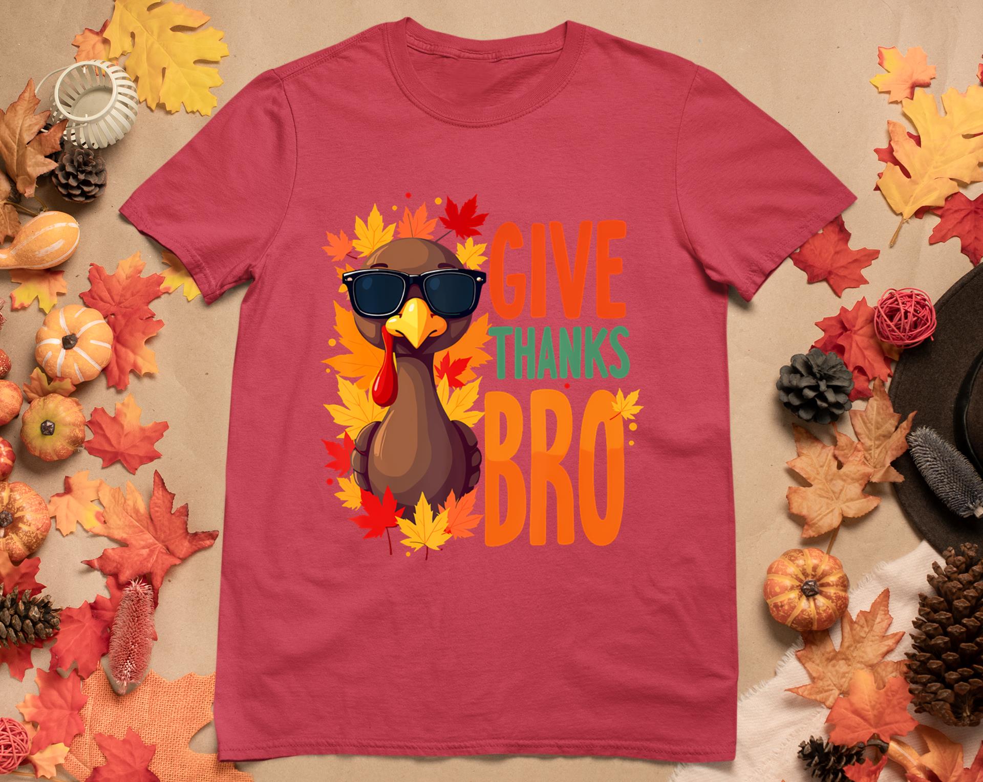 Give Thanks Bro Cute Turkey Toddler Thankful Thanksgiving T-Shirt