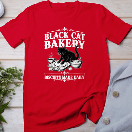 Black Cat Bakery Biscuits Made Daily Cat Lover Graphic T-Shirt