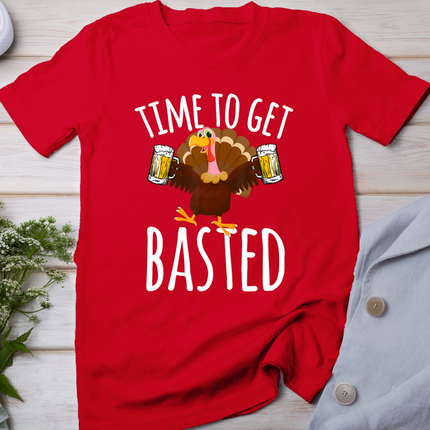 Time To Get Basted Funny Beer Thanksgiving Turkey Gift T-Shirt