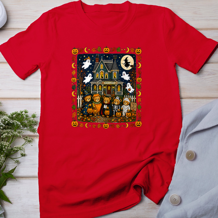 Cute Halloween Teddy Bears House Scene T-Shirt