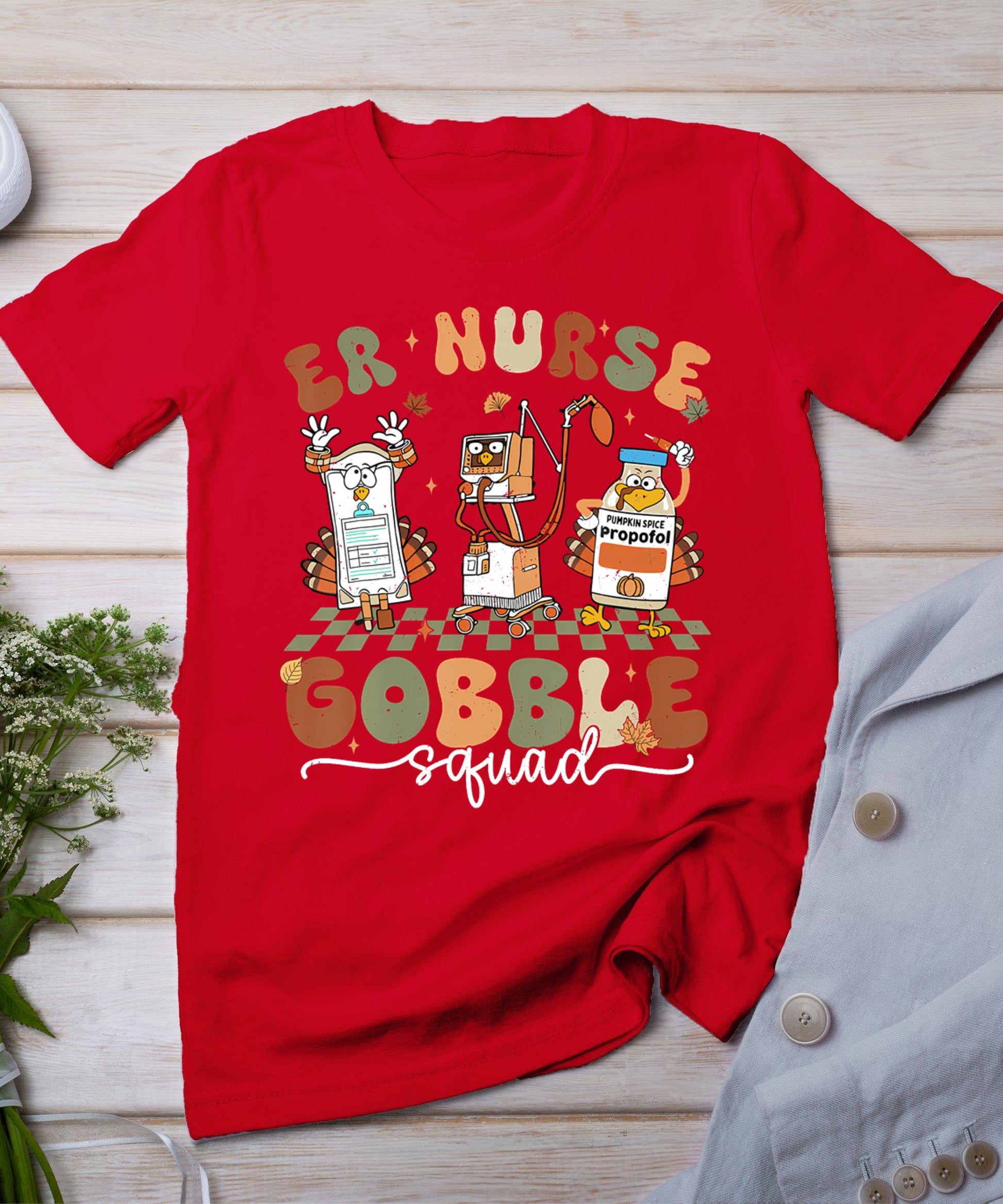 Er Nurse Gobble Squad Er Nurse Turkey Lover Thanksgiving T-Shirt