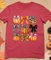 Cute Coquette Bows Pumpkin Season Halloween Autumn Fall T-Shirt