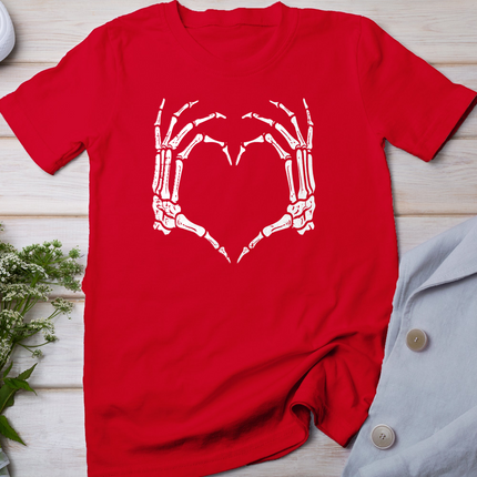 Skeleton Hands Heart Sign Retro Halloween Costume Women Girl T-Shirt