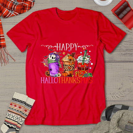 Happy Hallothanksmas Halloween Thanksgiving Christmas T-Shirt