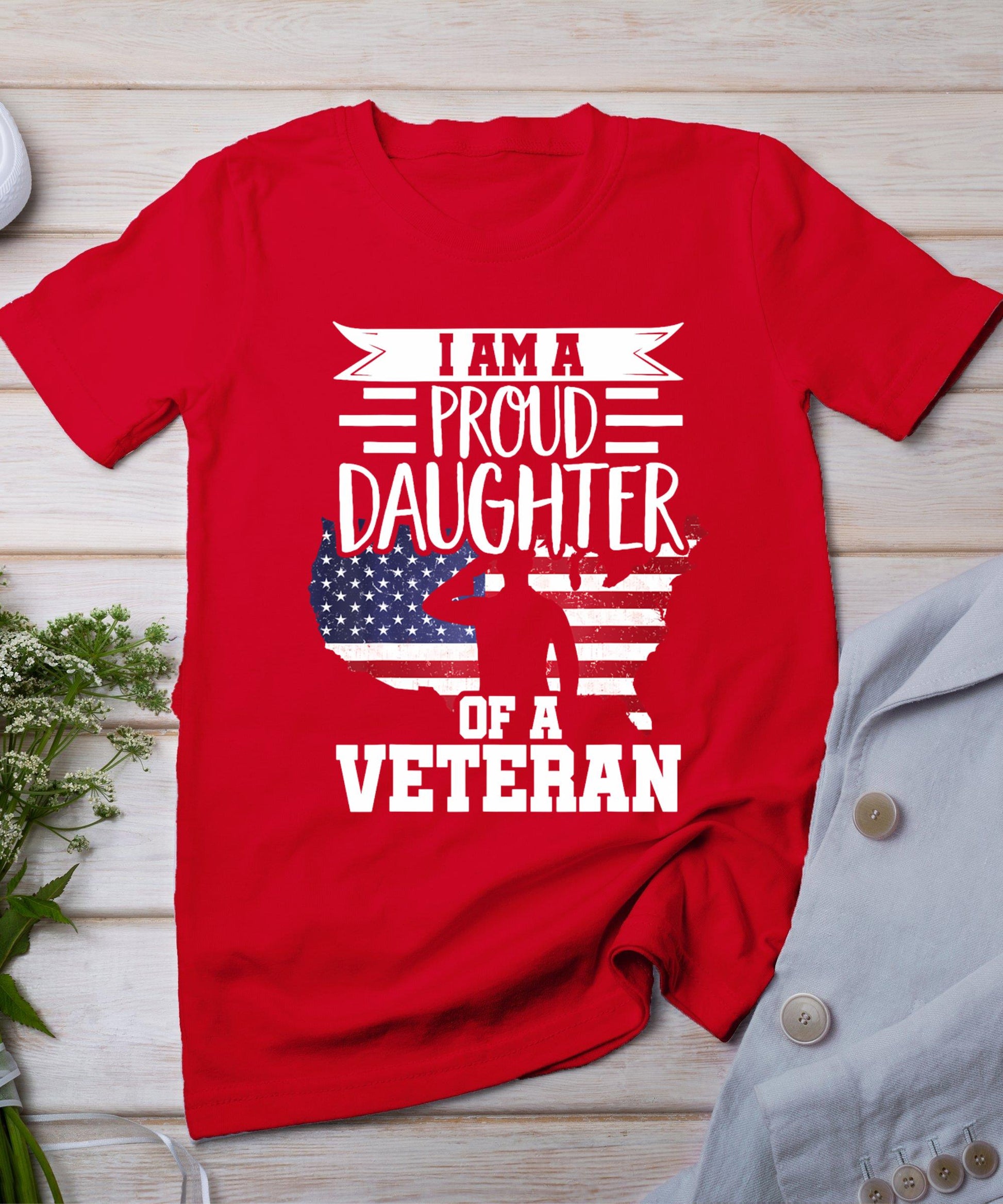 Proud Daughter Veteran Nothing Scares Patriotic Veterans Day T-Shirt