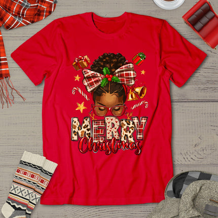African American Christmas African Black Xmas Mom Women T-Shirt