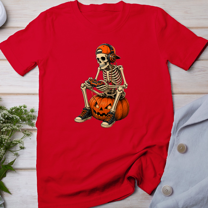 Spooky Skeleton Gaming Halloween Controller Boys Men Kids T-Shirt