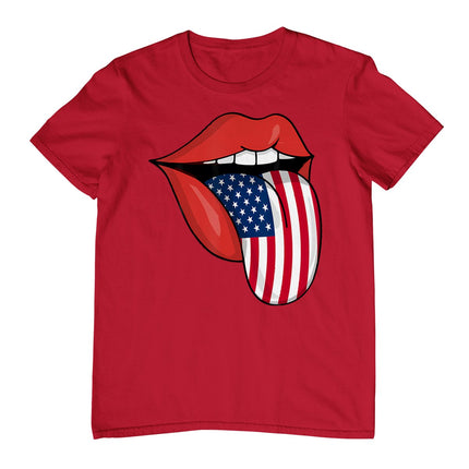 Usa Patriotic American Flag Tongue Lips 4th Of July T-Shirt