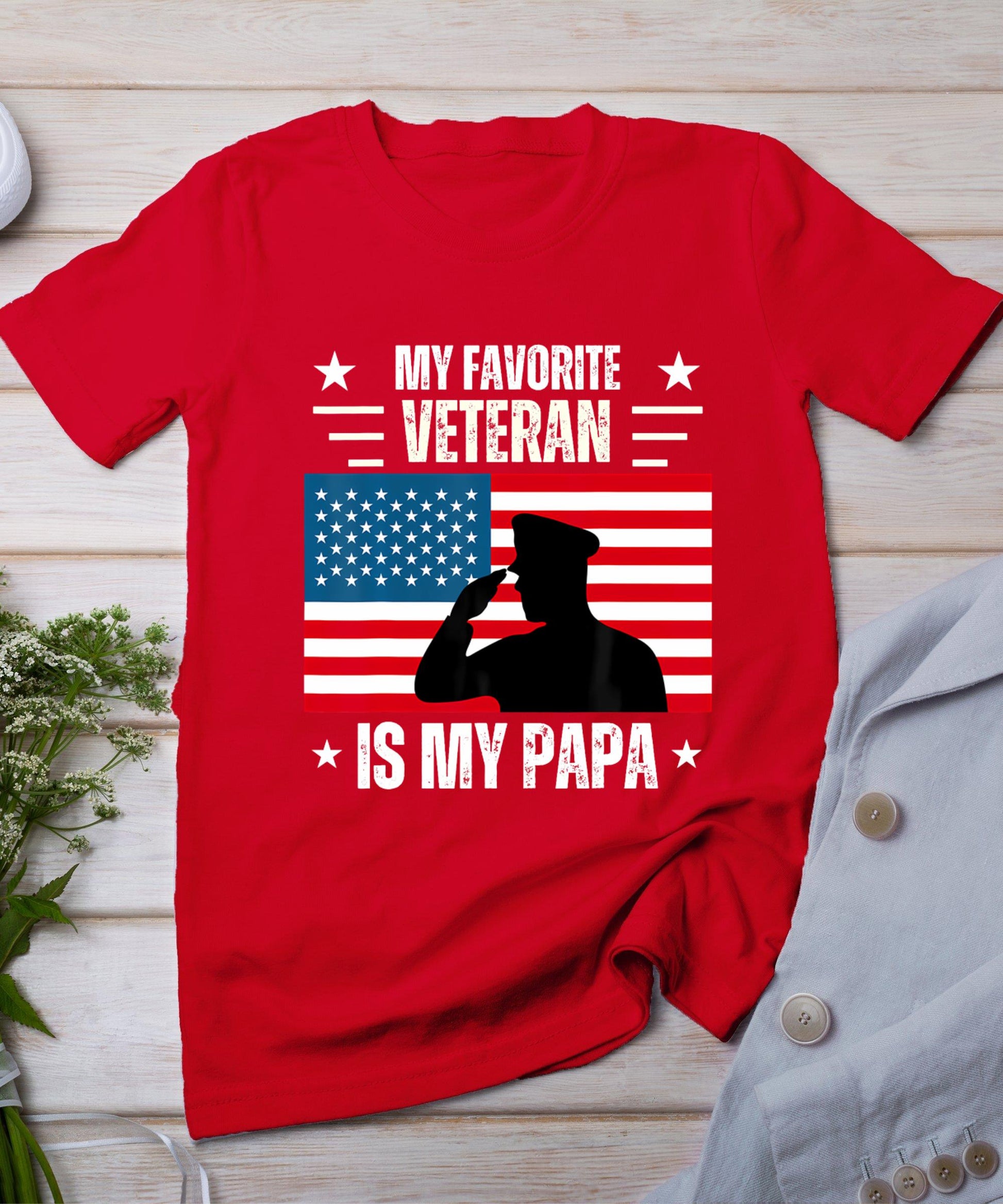 Veterans Day Military My Favorite Veteran Is My Papa Kids T-Shirt