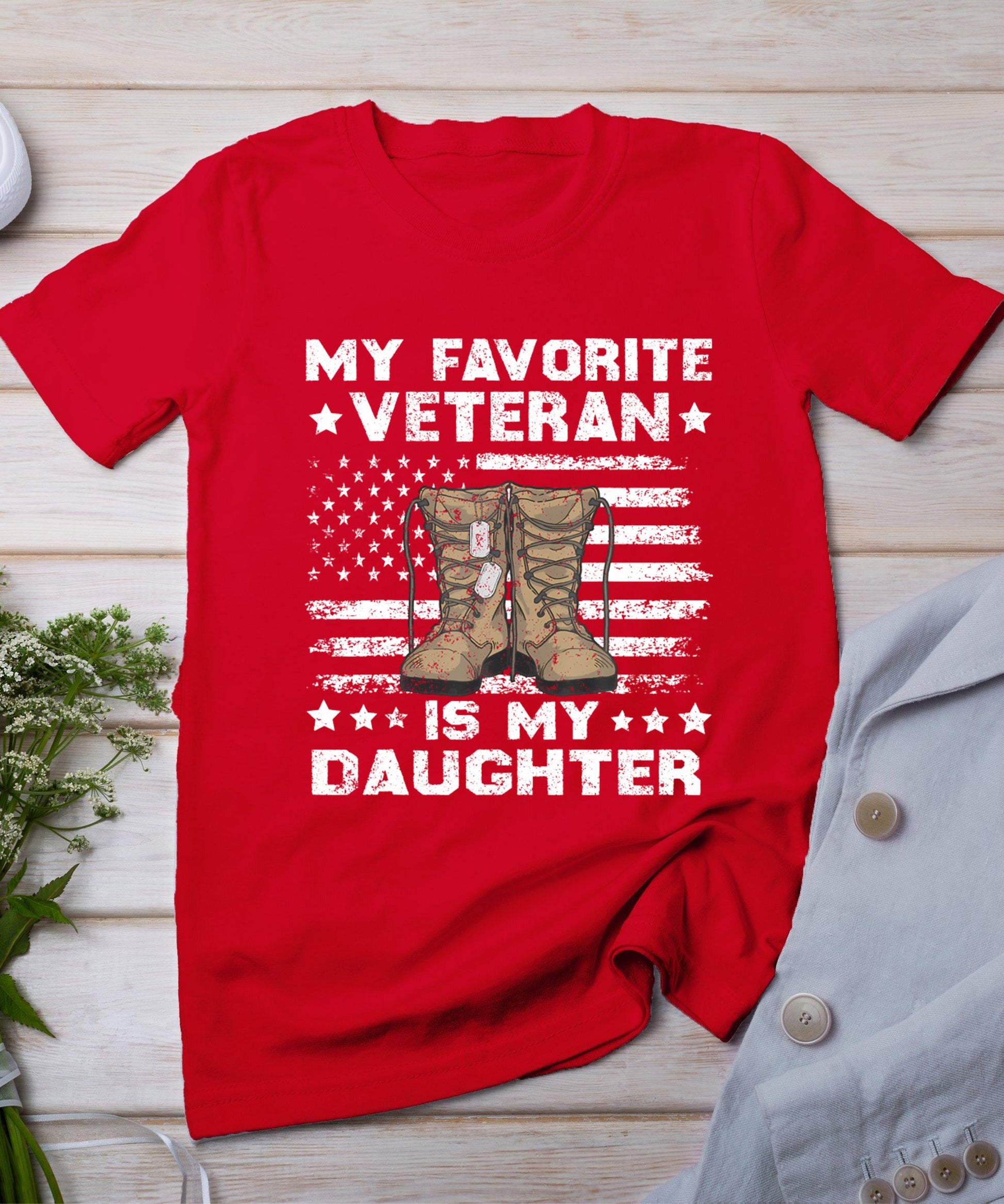 Veterans Day My Favorite Veteran Is My Daughter For Kids T-Shirt