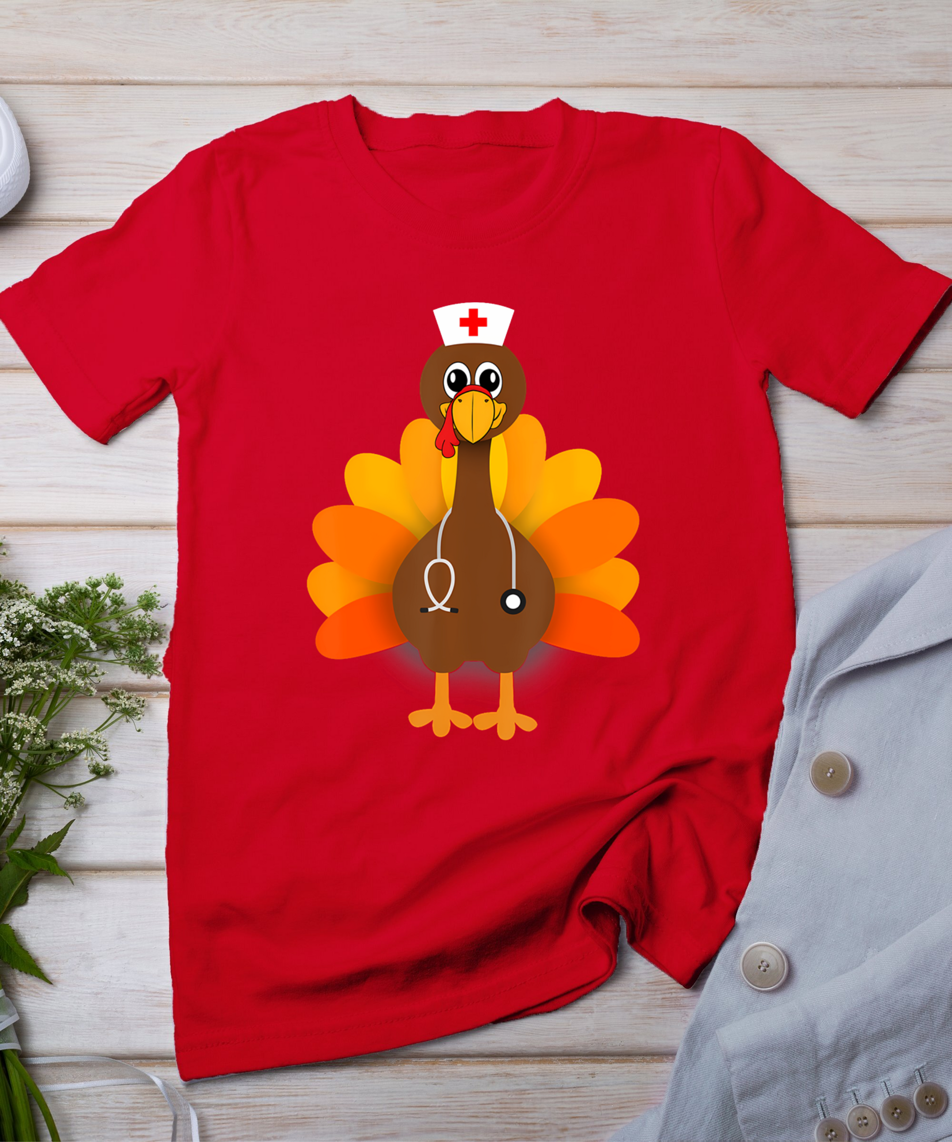 Thanksgiving Scrub Tops Women Turkey Nurse Holiday Nursing T-Shirt