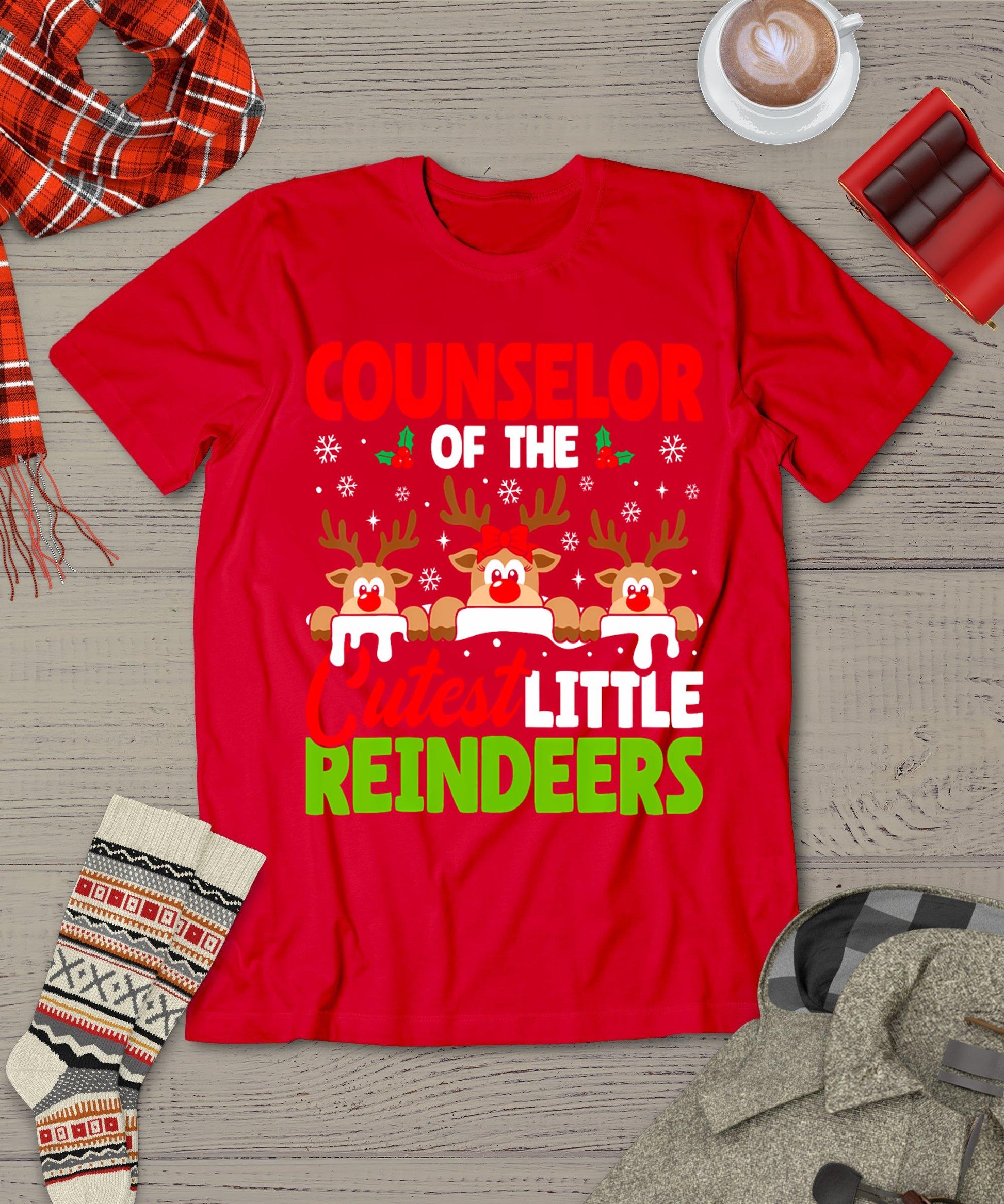 Counselor Of The Cutest Reindeers Christmas Counselor T-Shirt