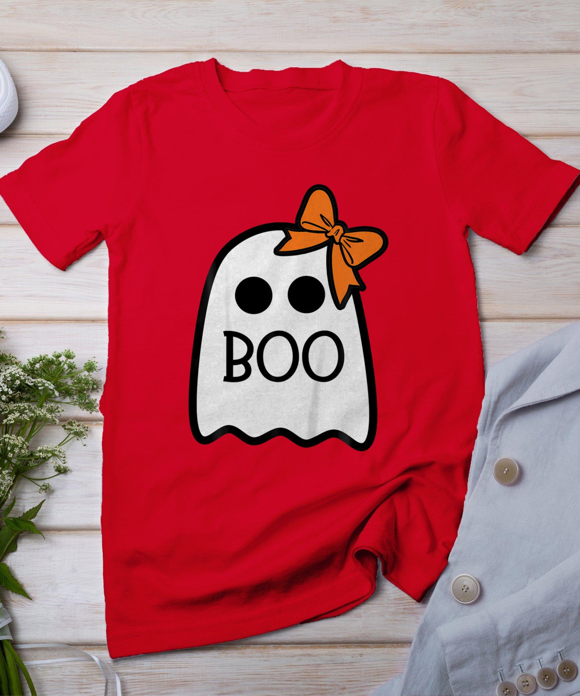 Toddler Ghost With Bow Boo Girls Halloween T-Shirt