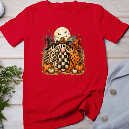 Halloween Ghost Popping Bubble Leopard Plaid Fall Pumpkin T-Shirt
