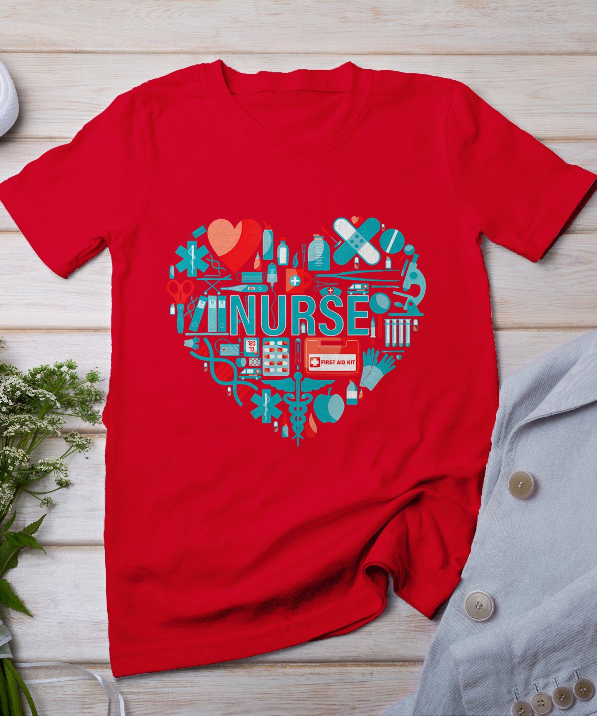 Nurse Love Nursing Student Rn Nurse Heart Cna Women Men Gift T-Shirt