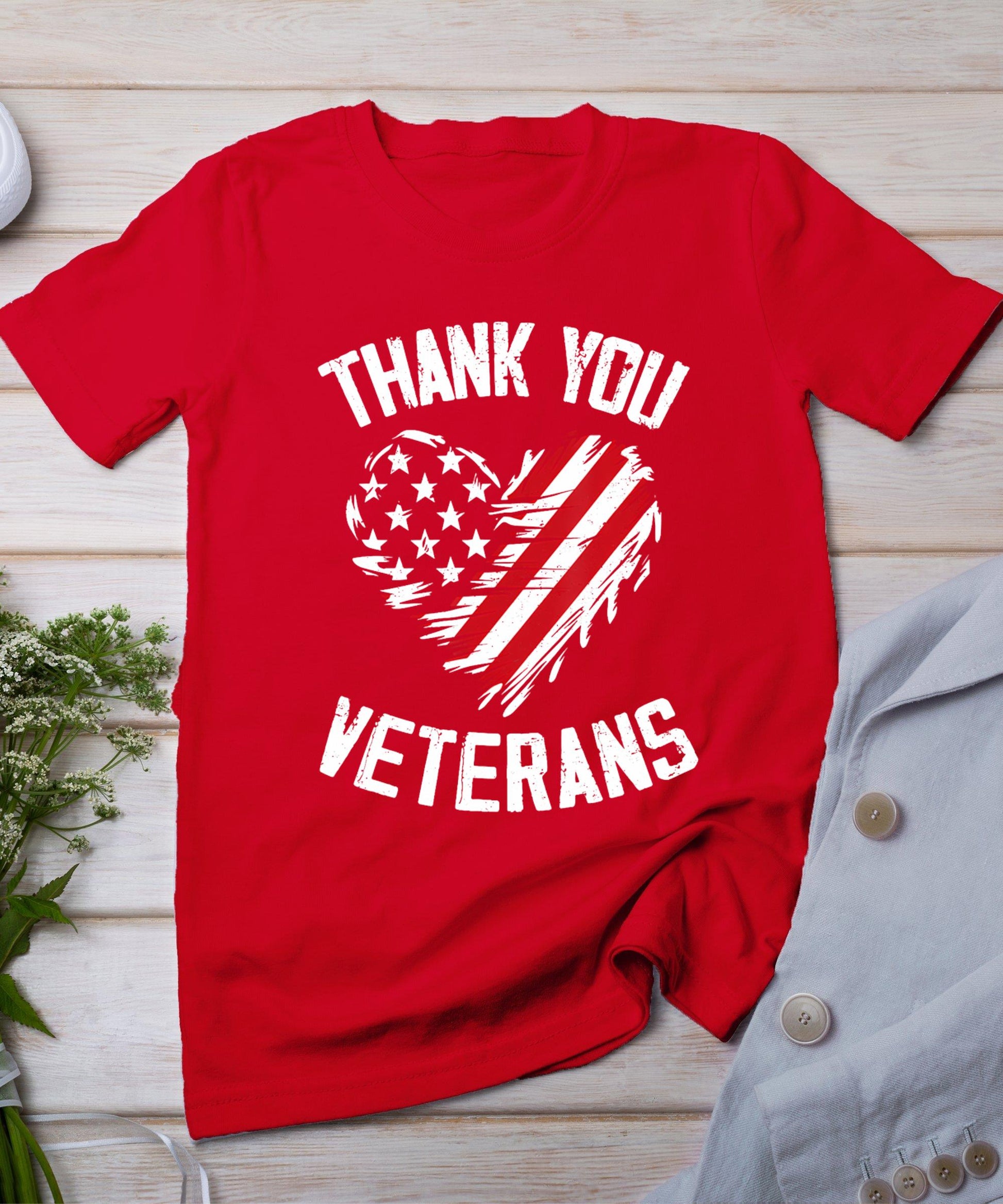 Thank You Veterans Patriotic American Flag Veterans Day 2024 T-Shirt