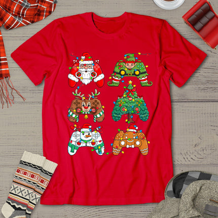 Christmas Santa Elf Lights Gaming Controllers Xmas Boys Kids T-Shirt