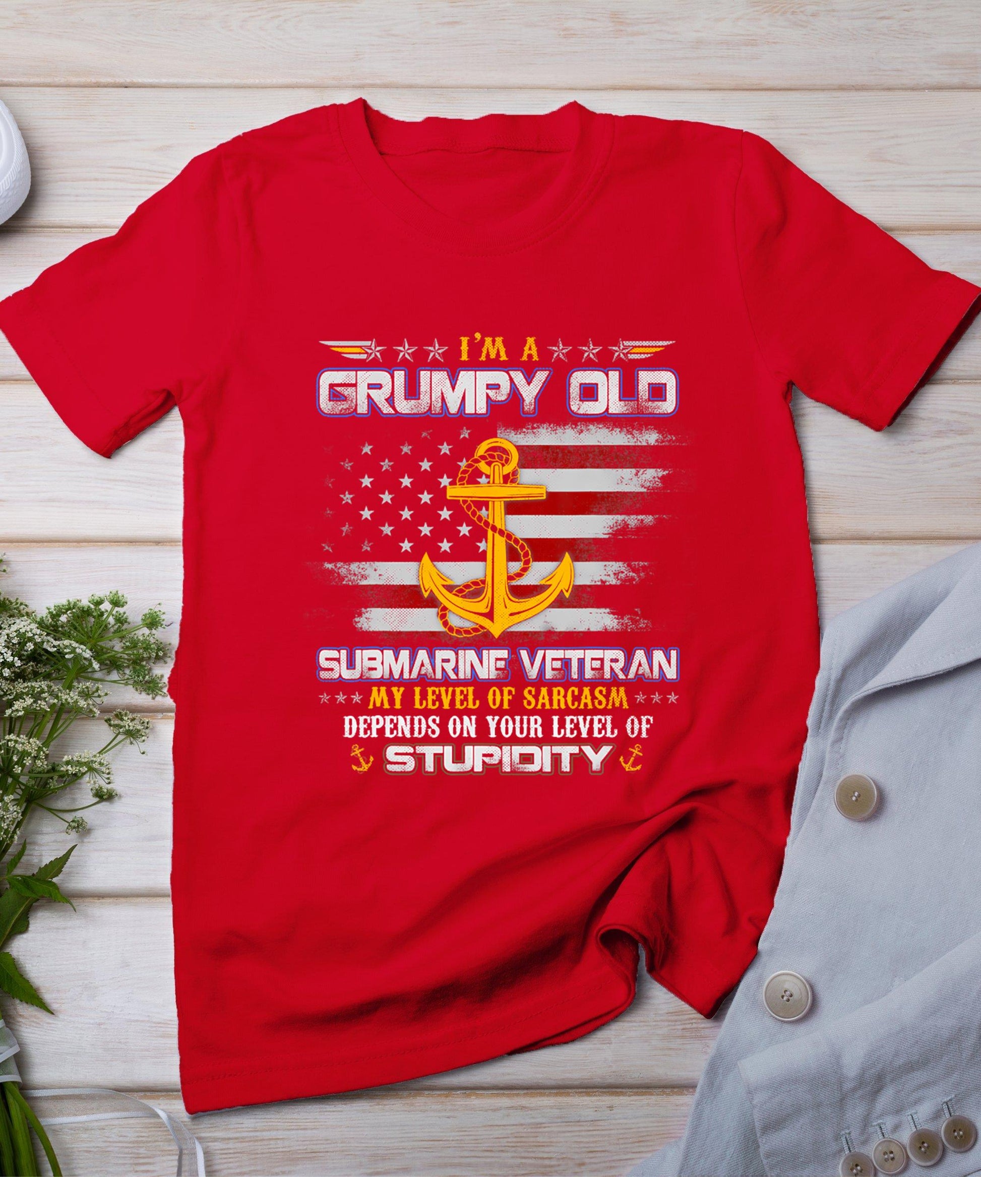 I'm A Grumpy Old Submarine Veteran Submariner Flag Vintage T-Shirt