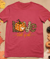 Hello Fall Pumpkin Love Fall Y'All Leopard Peace Love Fall T-Shirt