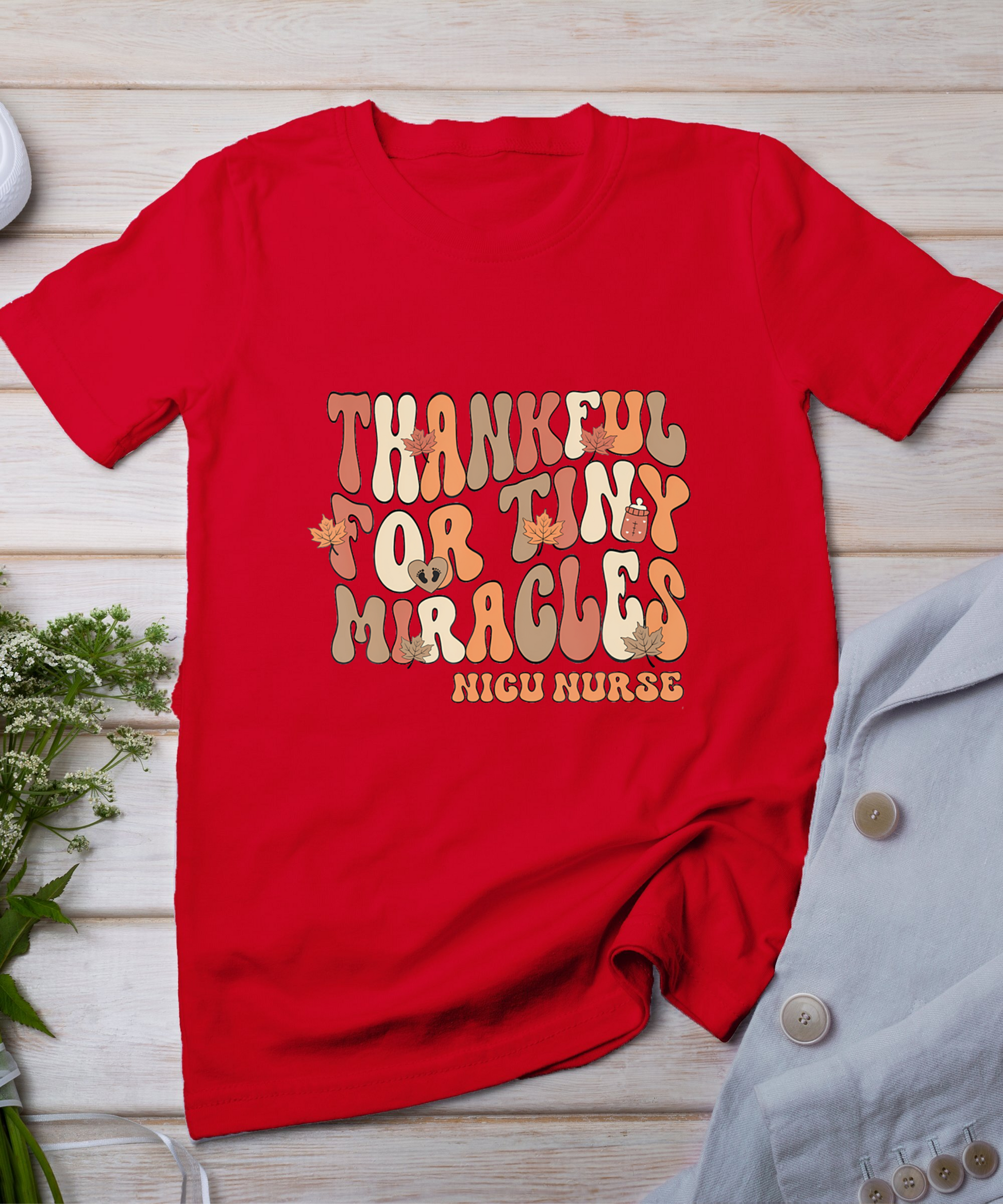 Retro Thankful For Tiny Miracles Thanksgiving Nicu Nurse T-Shirt