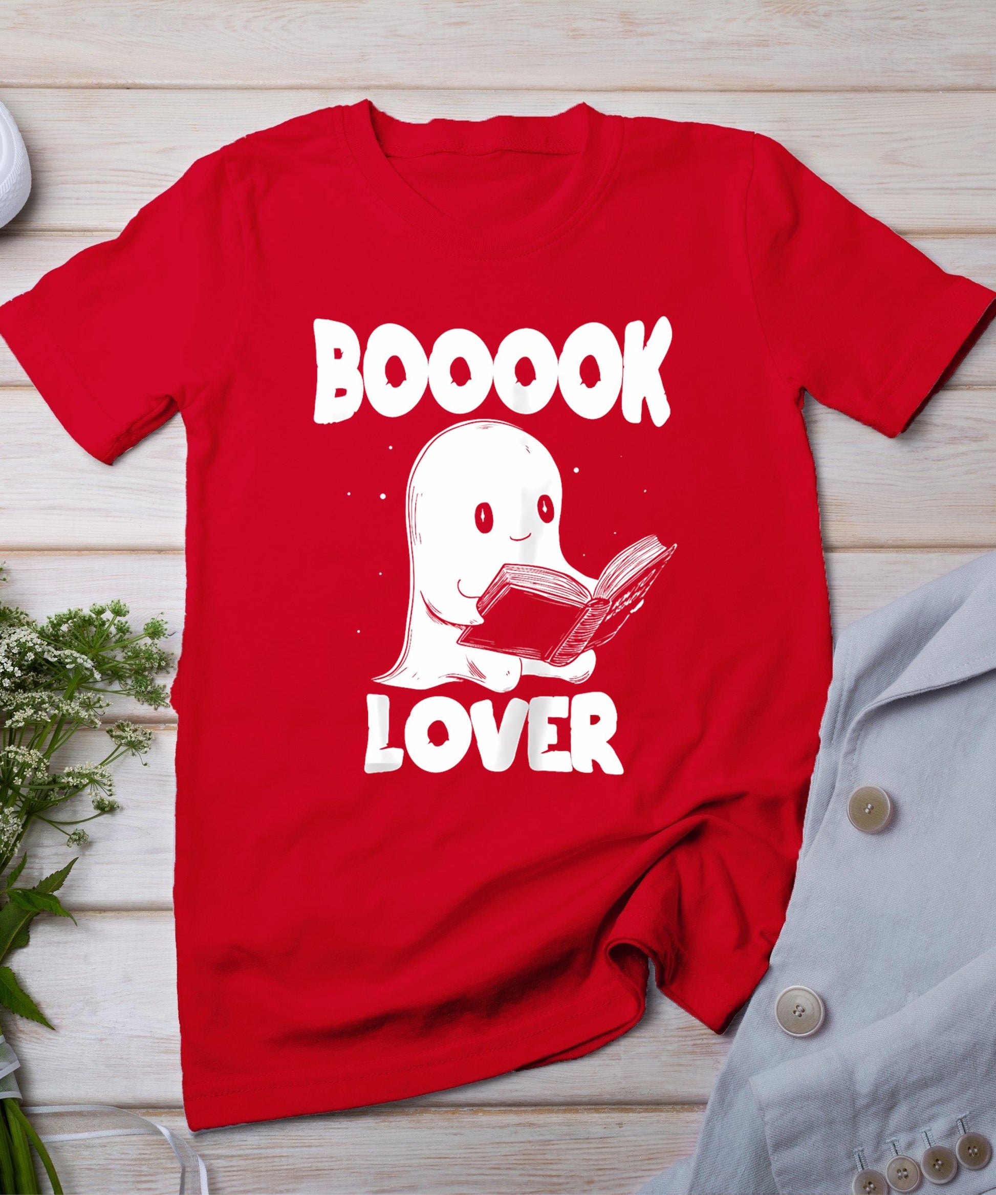 Booook Lover Cute Ghost Bookworm Book Lover Halloween T-Shirt