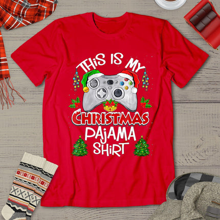 This Is My Christmas Pajama Santa Hat Gamer Video Games T-Shirt