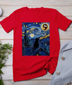 Halloween Starry Night Black Cat Comma La Kamala Harris T-Shirt